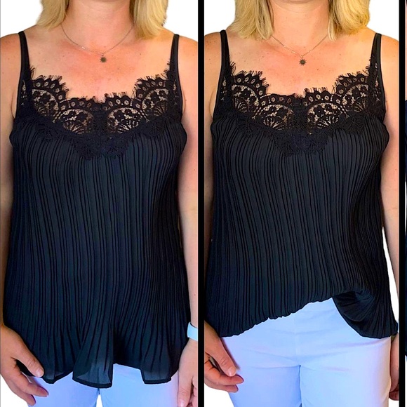 🆕🌿🩷BIBI: BLUSH Front Lace Detailed Pleated Chiffon Top SMALL - Picture 6 of 13